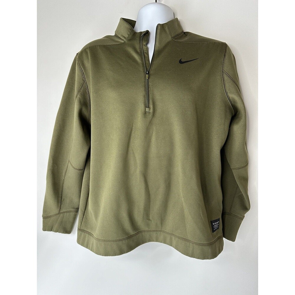 Nike Golf Mens Large L Green 1/4 Zip Pullover Long Sleeve Golf Stretch